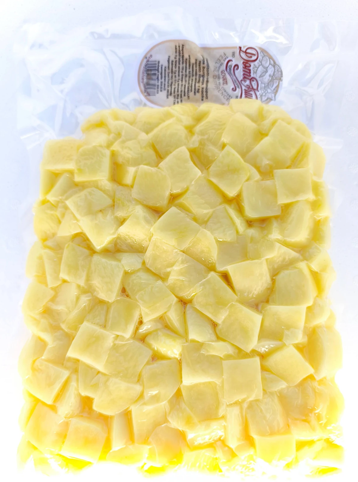 Piros, kocka burgonya, tisztított, vákuumcsomagolt, 5 kg