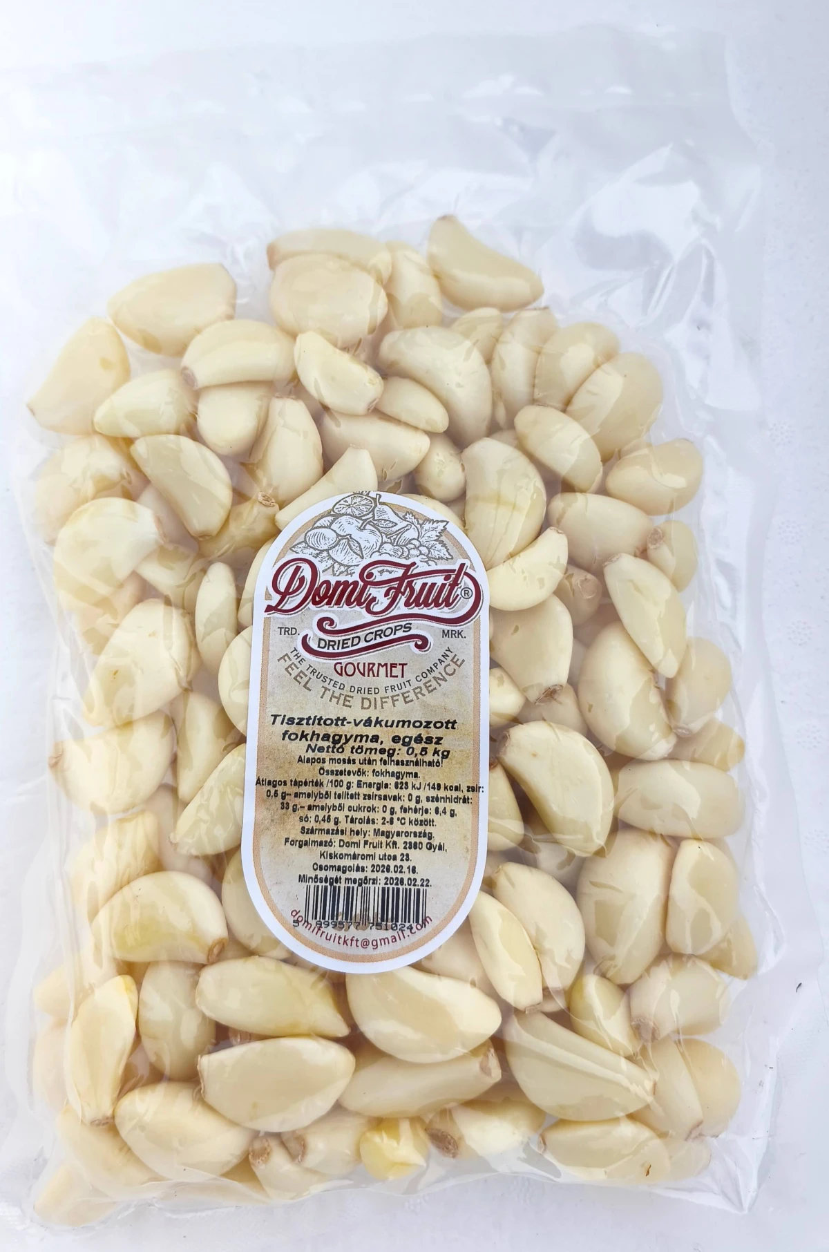 Fokhagyma, tisztított, vákuumcsomagolt, 500 g